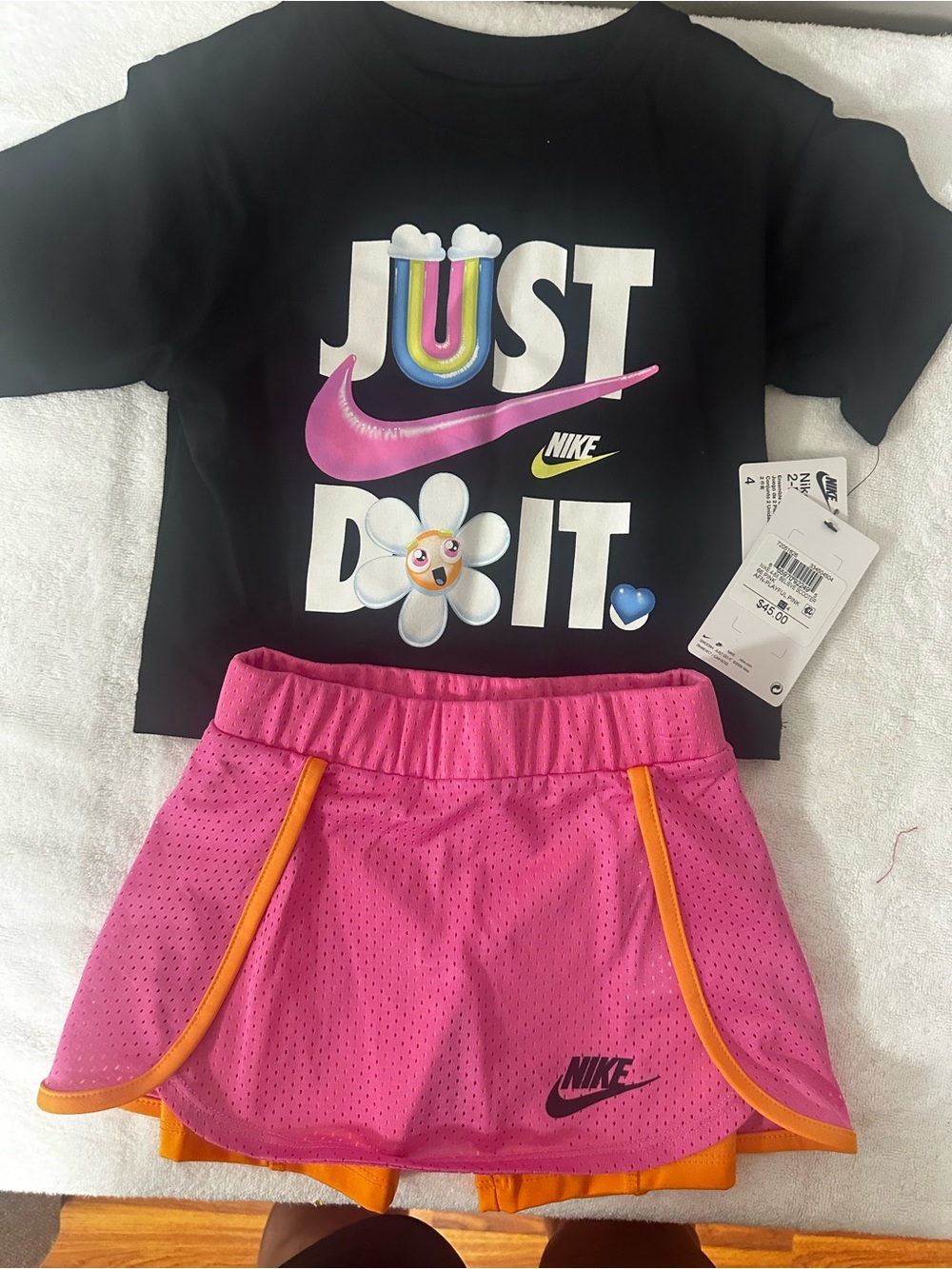 Nike Pink and Orange Layered Girls' Athletic Skort size 4